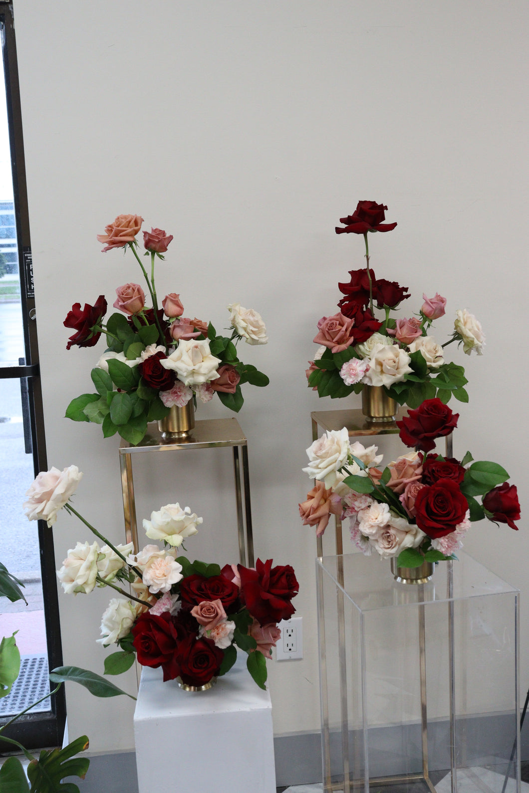 Crimson fall cocktail arrangement